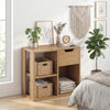 3-Cube Bookcase 2-tier Wooden Storage Shelf with Pull-out Drawer-Natural - Gallery View 1 of 10