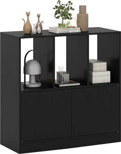 Costway 3-Tier 3-Cube Bookcase Bookshelf with Doors Cabinet 71019509 New