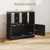 3-Cube bookcase with doors, black, showing dimensions and open compartments for organized storage in any room.