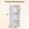 3-cube bookcase in white with dimensions shown, featuring anti-tipping kits for stability and suitable for home office use.