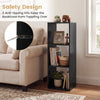3-cube black bookshelf with back guardrail, featuring anti-tipping kits for safety and elegant wood grain design.