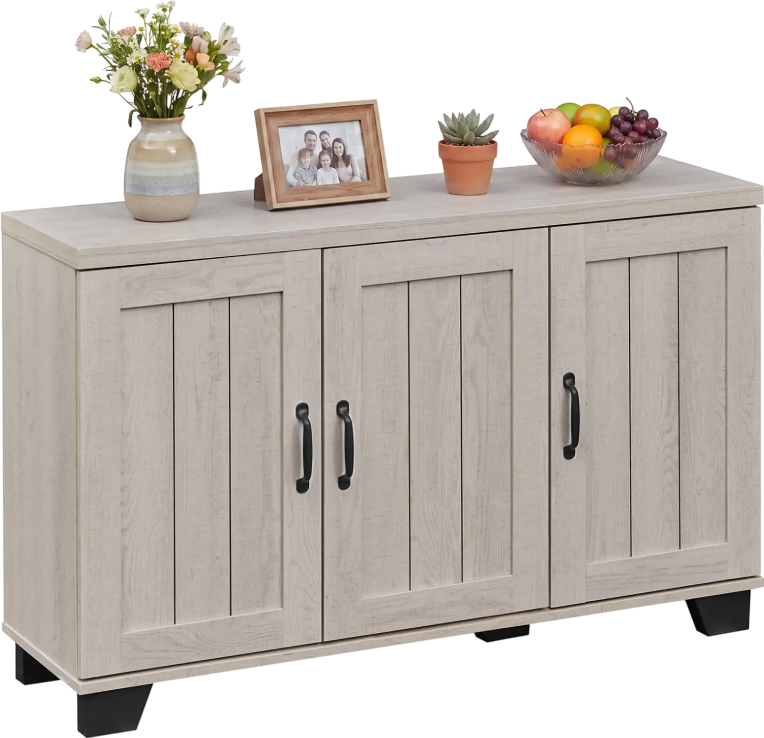 Costway 3-Door Buffet Sideboard Cabinet w/ Adjustable Shelves & Anti-Tipping Kits 15478293 New