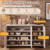 3-door buffet sideboard in white wash with adjustable shelves, ample storage, and anti-tipping kits for versatile use.