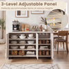 3-Door buffet sideboard in white wash with adjustable shelves, ideal for versatile storage in dining or living spaces.