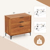 3-drawer dresser in cherry finish with metal legs, featuring smooth slides and anti-tipping kit for bedroom or living.