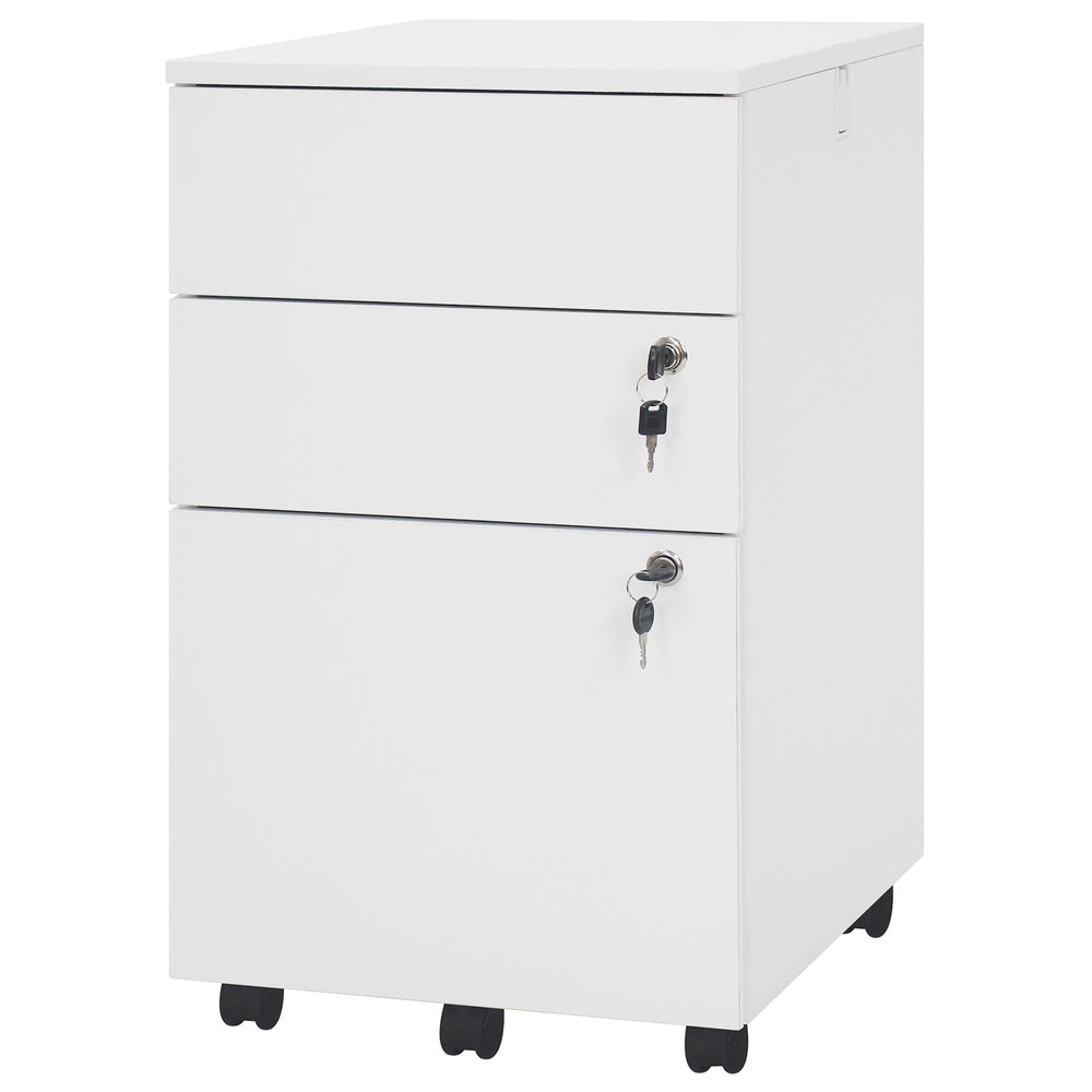 3 Drawer Filing Cabinet Locking Pedestal Desk -White - Gallery View 1 of 1