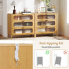 3-drawer mid-century modern chest of drawers with reeded tempered glass front, natural bamboo frame, for organized.