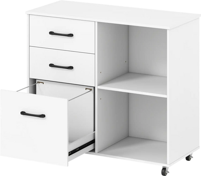 Costway 3-Drawer Mobile File Cabinet w/ Open Storage Shelves & Wheels for Letter/A4 62731595 New