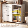 3-drawer mobile file cabinet in white with adjustable shelves, ideal for organizing A4 and Letter size documents.