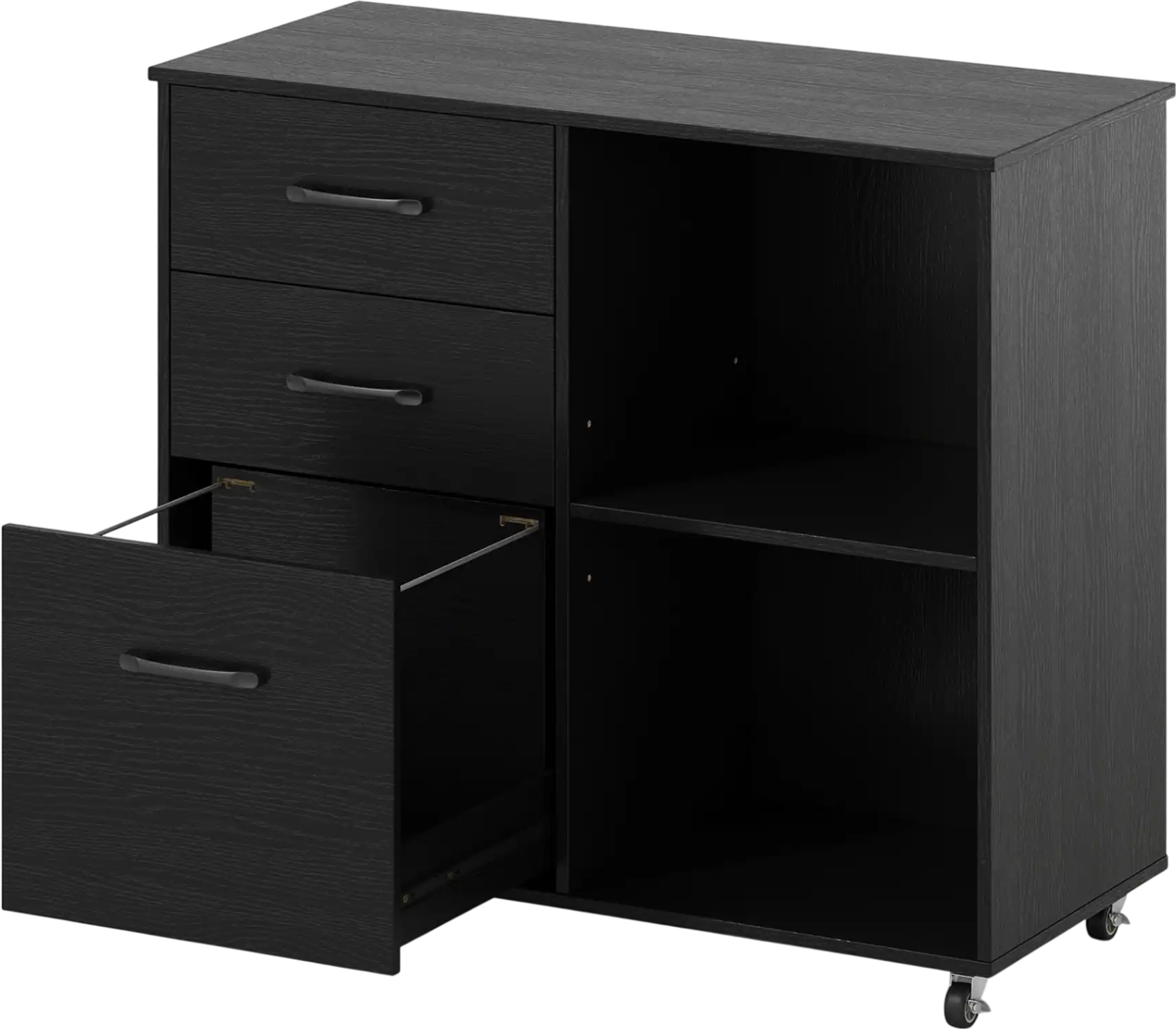 Costway Mobile File Cabinet Rolling Printer Stand Open Storage Shelves 54362719 New