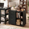 Mobile lateral file cabinet in black with three drawers and adjustable shelf, ideal for office or study organization.