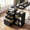 3-drawer mobile lateral file cabinet in black with adjustable shelf, ideal for office and home organization.