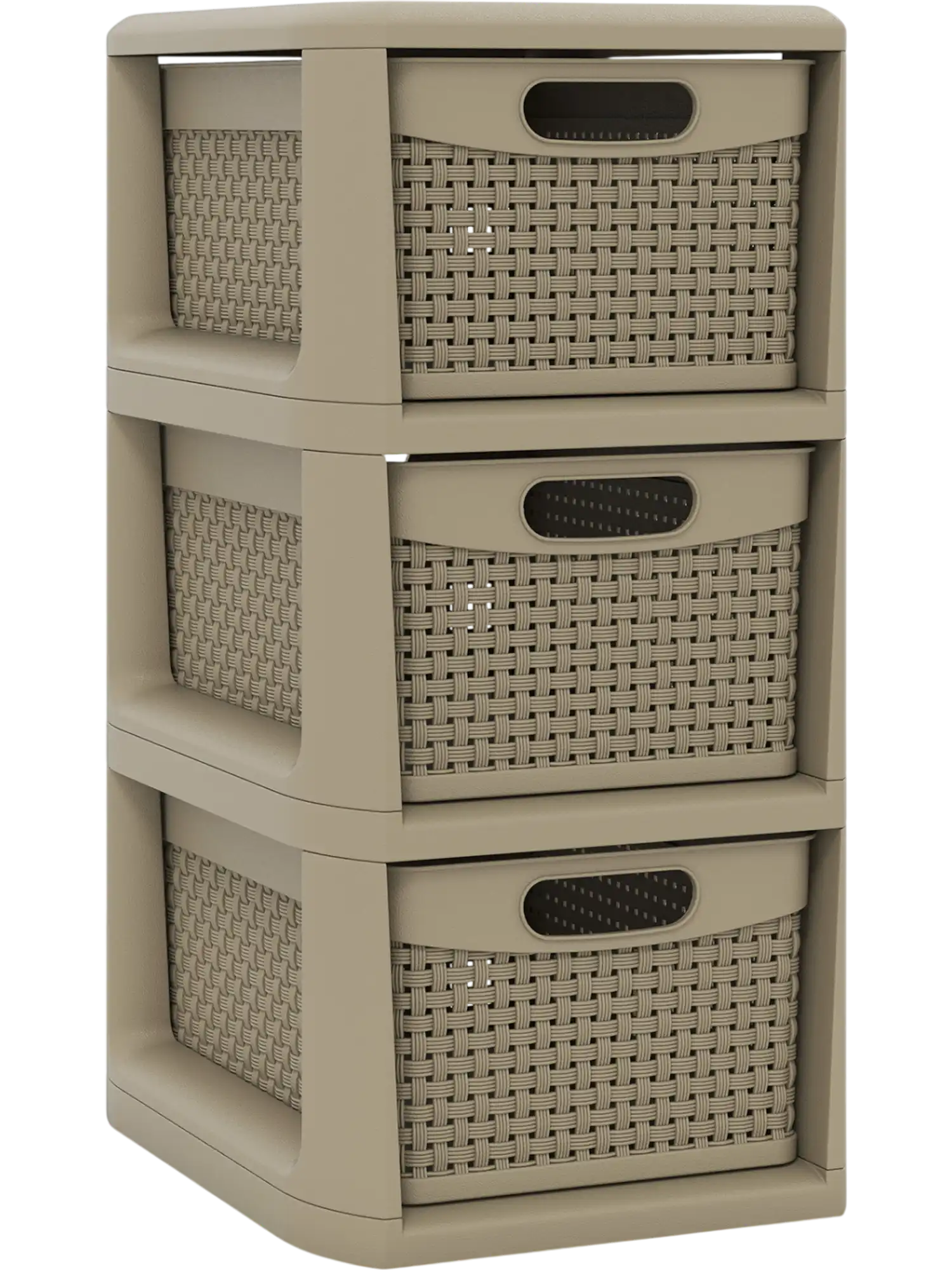 Costway 3-Drawer Storage Organizer Dresser Wicker Pattern 54397788 New