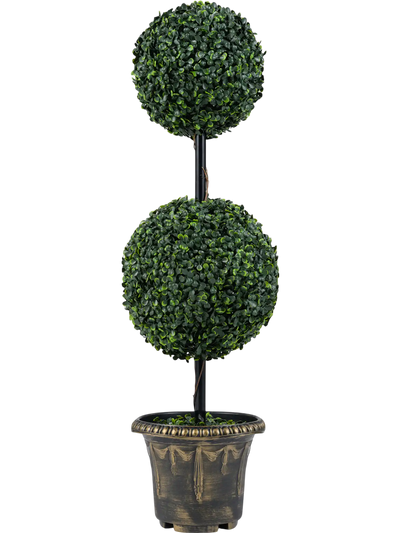 Costway 3' Artificial Boxwood Double Ball Topiary Tree 97478223 New