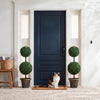 3 FT artificial boxwood topiary tree double ball shrubs in black-golden planters, perfect for indoor or porch.