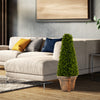Artificial 3 feet boxwood topiary tree in a cement flowerpot, featuring lush green leaves for indoor or outdoor decor.