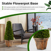 Cone-shaped 3 feet artificial boxwood topiary tree in a cement flowerpot with golden patterns, perfect for indoor and.