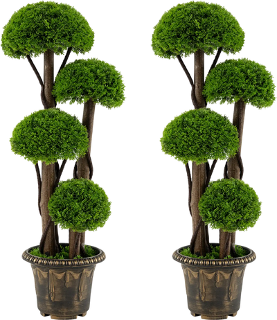 Costway 3' Artificial Cypress Topiary Tree Set of 2 Spiral Vines 52776465 New