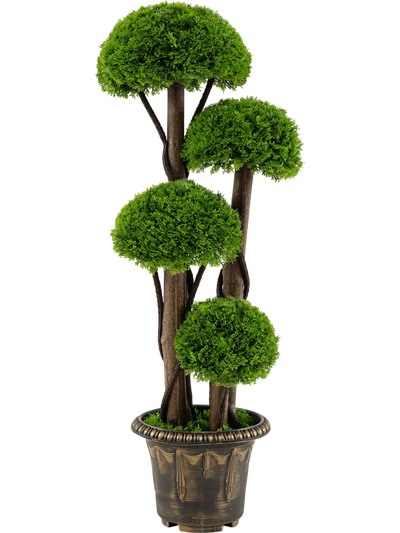 Costway 3' Artificial Cypress Topiary Tree Spiral Vines Real Wood Trunks 38830770 New