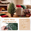 3 FT artificial potted Christmas tree with flame-retardant PVC material and a distressed gold flowerpot for festive charm.