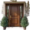 Two 3 FT artificial potted Christmas trees with vintage flowerpots, perfect for adding festive charm to your front porch.
