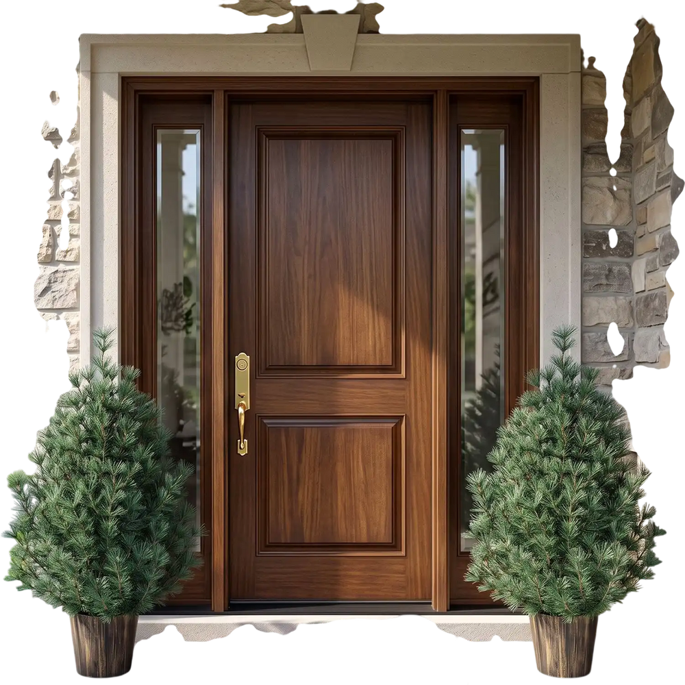 Two 3 FT artificial potted Christmas trees with vintage flowerpots, perfect for adding festive charm to your front porch.