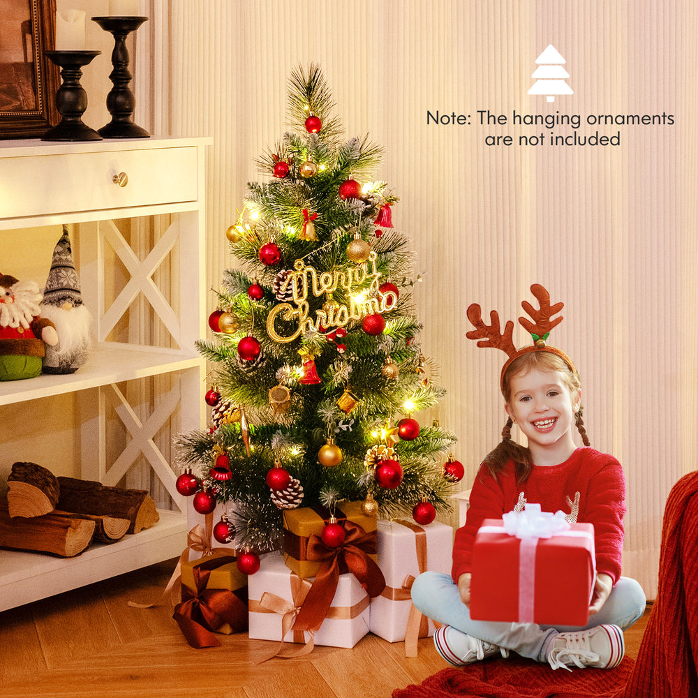 3 FT tabletop Christmas tree with warm-white LED lights, red berries, and a silver metal bucket base for festive decor.