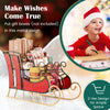 Christmas metal sleigh decoration with vibrant red finish and 2-tier design, perfect for displaying gifts indoors or.