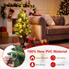 3 FT pre-lit tabletop Christmas tree made of 100% new PVC material with 40 LED lights, pine cones, and red berries.