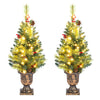 Pre-lit 3 FT artificial Christmas tree with 40 LED lights, red berries, pine cones, and a gold urn base for festive decor.