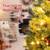 3 FT pre-lit Christmas tree with 100 branch tips, red berries, pine cones, and 40 LED lights for festive holiday decor.