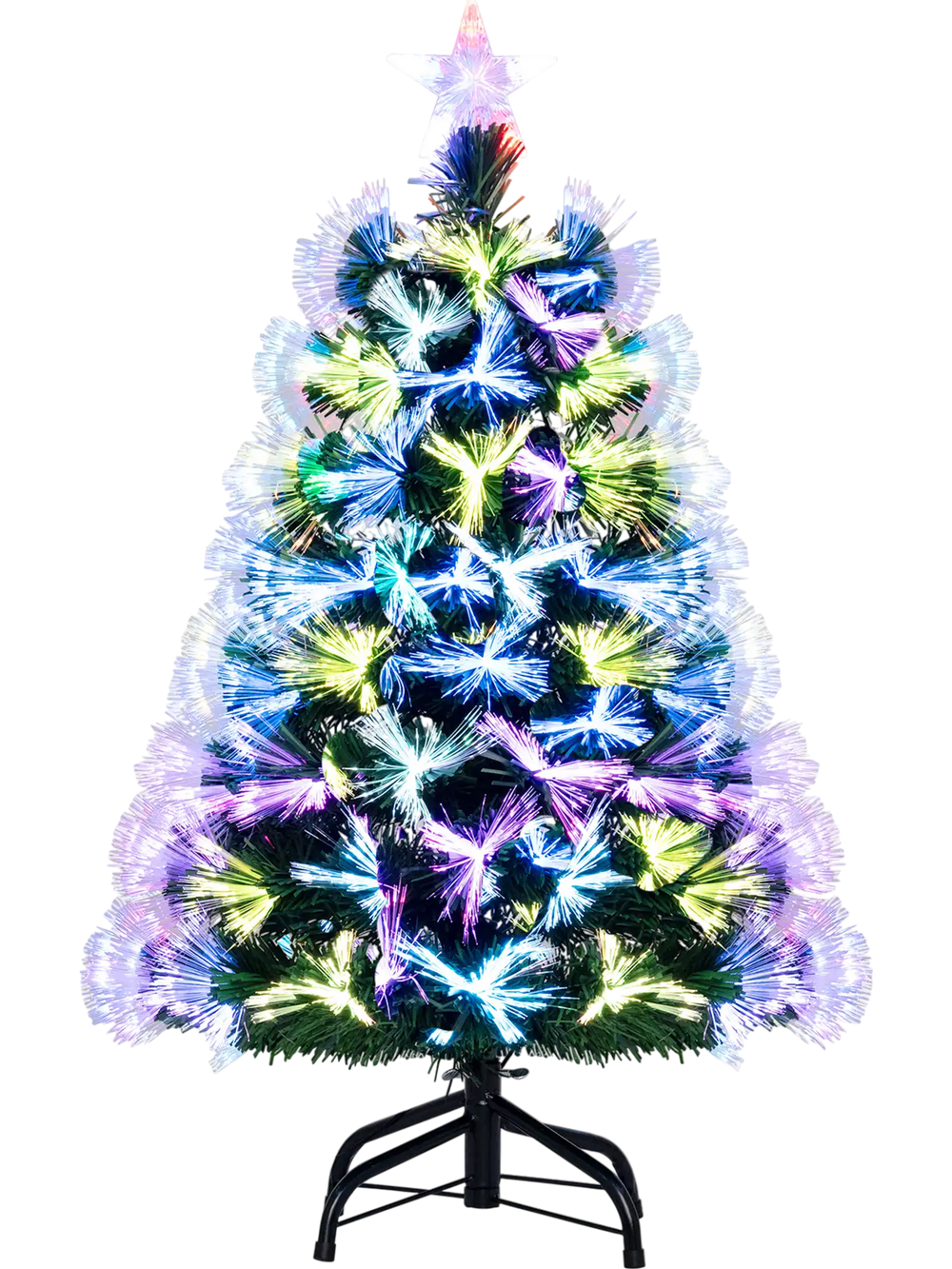3 Feet Fiber Optic Christmas Tree with Branch Tips and Topper Star