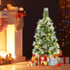 3 FT pre-lit artificial mini Christmas tree with flocked PVC, adorned with white berries and warm-white LED lights for.