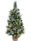 3 FT Pre-Lit Artificial Mini Christmas Tree with 98 Flocked PVC and Pine Needles