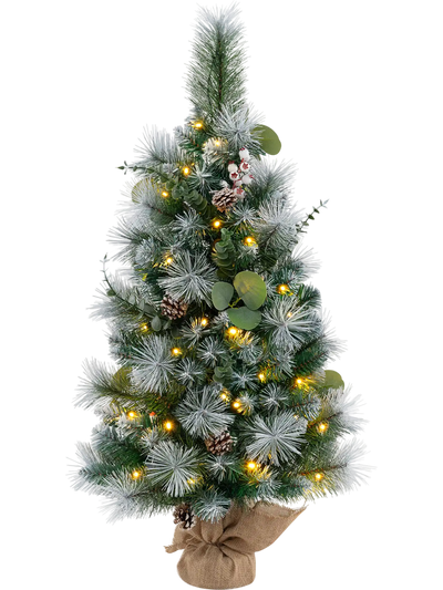Costway 3' Pre-Lit Artificial Mini Christmas Tree Flocked PVC Pine Needles 68213759 New