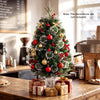 3 FT pre-lit potted Christmas tree with 80 warm white LED lights, perfect for festive decoration in any setting.