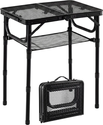 Costway 3-Height Folding Picnic Camping Table w/ Storage Net Handle 53450715 New