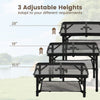 Folding camping table showcasing 3 adjustable heights, robust aluminum build, and large storage net for outdoor use.