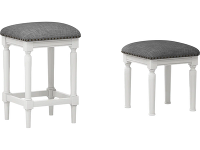 Costway Set of 2 Square Saddle Bar Stools w/ Footrests Padded Gray Seats 58319476 New