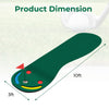 10ft indoor outdoor golf putting green set with training aid cup, anti-skid backing, and true-roll putting surface.