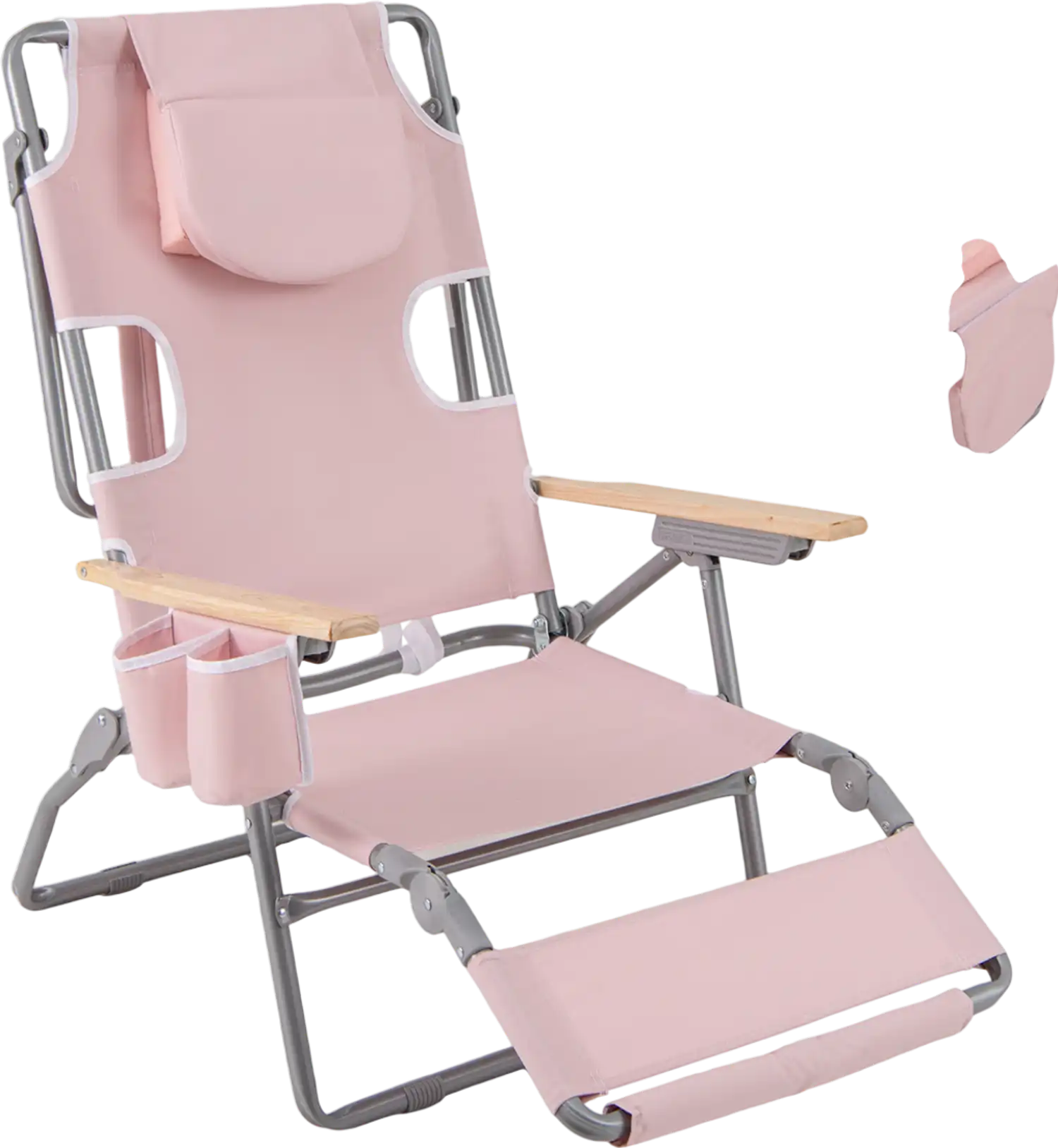 Costway 3-in-1 Foldable Beach Chair w/ Footrest Adjustable Backrest 38433913 New