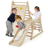 3-in-1 jungle gym indoor playground with slide, climbing ladders, and rock ramp for toddlers, made of natural beech.