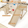Extended slide with buffer zone and easy-to-grip handle for safe play in the 3-in-1 jungle gym for toddlers.
