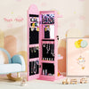 3 In 1 Kids Jewelry Cabinet Freestanding Jewelry Armoire with 3-Color Lighted Mirror-Pink - Gallery View 1 of 11
