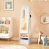 Kids jewelry cabinet with full-length mirror, 3-color lighting, and storage, designed for fun and functionality.