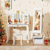 Kids jewelry cabinet with full-length mirror, 3 lighting modes, and crown design for stylish storage and organization.