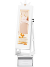 Kids jewelry cabinet with full-length mirror, 3 lighting modes, and storage drawer in white, featuring a crown-shaped.