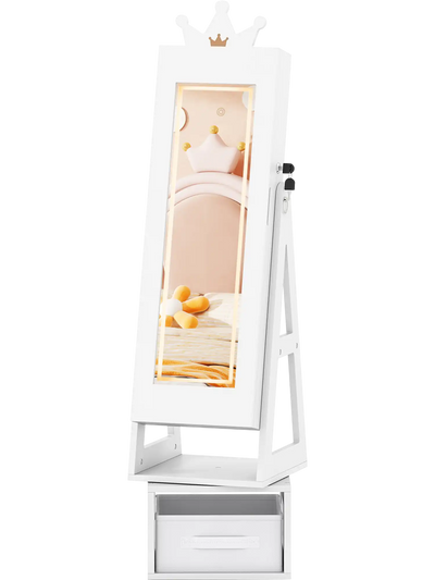 Costway 3-in-1 Kids Jewelry Cabinet Lighted Full Length Mirror 66424304 New