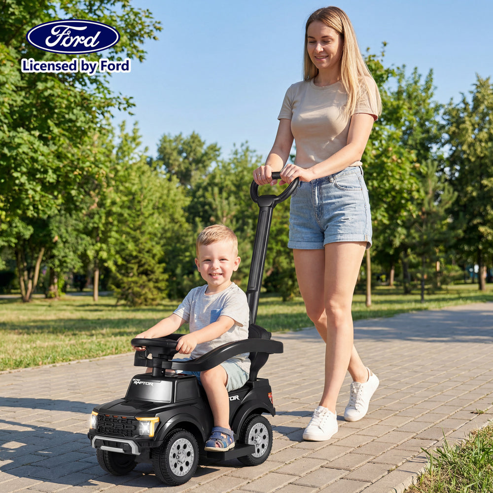 3-In-1 Licensed Ford Push Car for Toddlers-Black - Gallery View 1 of 10