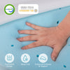 Close-up of the 3-inch gel-infused memory foam mattress topper, featuring cooling properties and a breathable cover for.